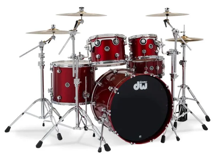 DWe 5pc Shell Pack + Cymbal Bundle Electronic Kit – Black Cherry Metallic (Lacquer Gloss) + Rubix24 Interface