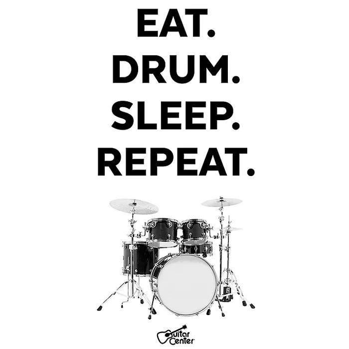 Eat, Drum, Sleep, Repeat – Black/White Sticker