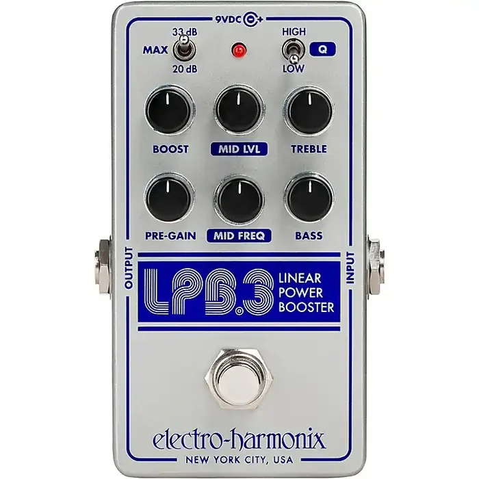 Electro-Harmonix LPB-3 Linear Power Booster & EQ Effect Pedal Silver and Blue Guitar Center