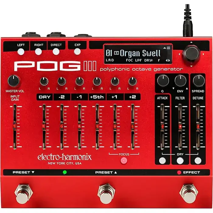 Electro-Harmonix POG3 Polyphonic Octave Generator Effects Pedal Red Guitar Center