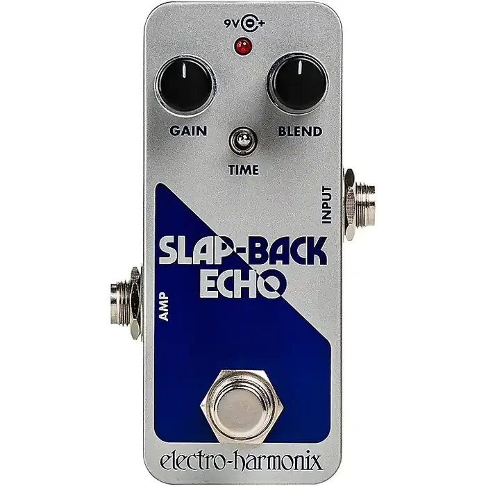 Electro-Harmonix SLAP-BACK ECHO Analog Delay Effects Pedal Silver and Blue Guitar Center