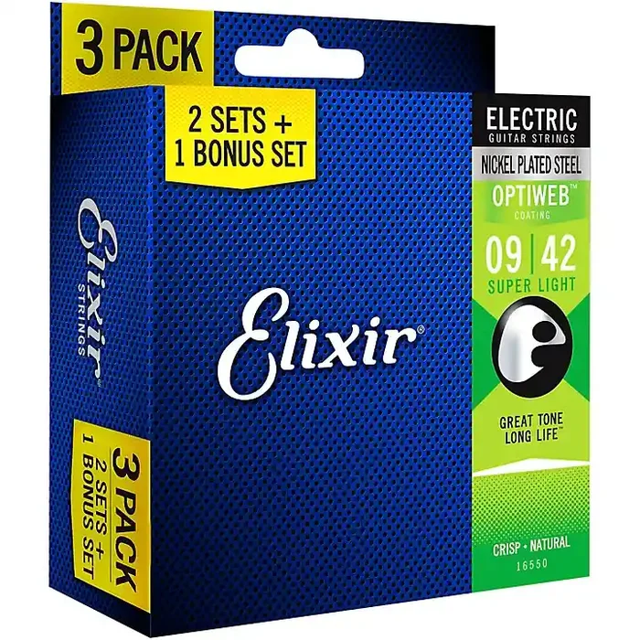 Elixir BONUS PACK! OPTIWEB Coated Super Light Electric Guitar Strings 3-Pack Guitar Center
