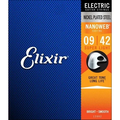 Elixir Electric Nickel Plated Steel with NANOWEB® Coating Super Light Guitar Strings