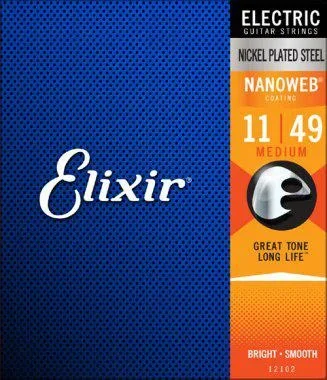 Elixir Nanoweb Coated Electric Guitar Strings | Medium | 11-49
