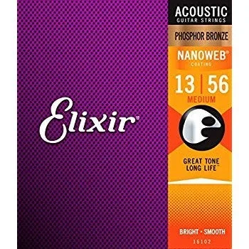 Elixir Nanoweb Phosphor Bronze Acoustic String Set – 13-56 – Medium
