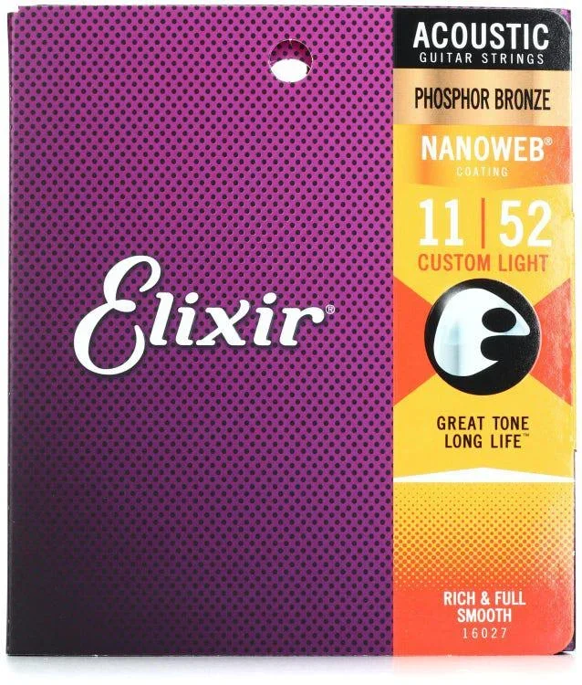 Elixir Nanoweb Phosphor Bronze Coated Acoustic Guitar Strings | Custom