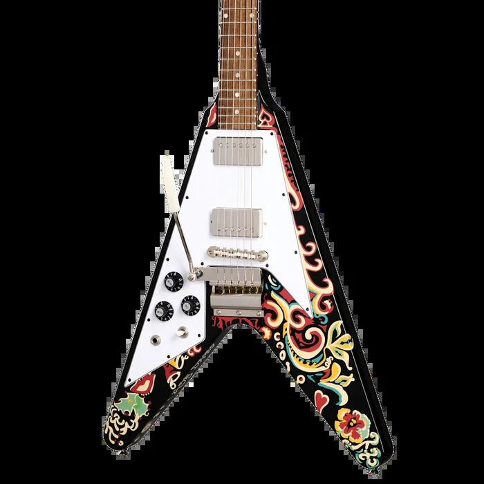 Epiphone Jimi Hendrix “Love Drops” Flying V, Ebony, LEFTHANDED