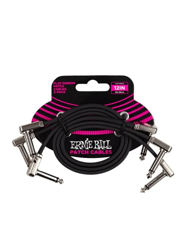 Ernie Ball 12” Flat Ribbon Patch Cable (3-Pack)
