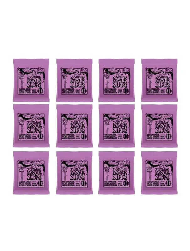 Ernie Ball 2620 7-string Power Slinky Nickel Wound Electric Guitar Strings 12-Pack