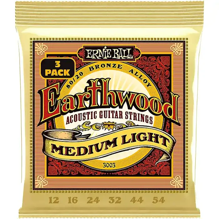 Ernie Ball 3003 Earthwood 80/20 Bronze Medium Light Acoustic Strings 3-Pack Guitar Center