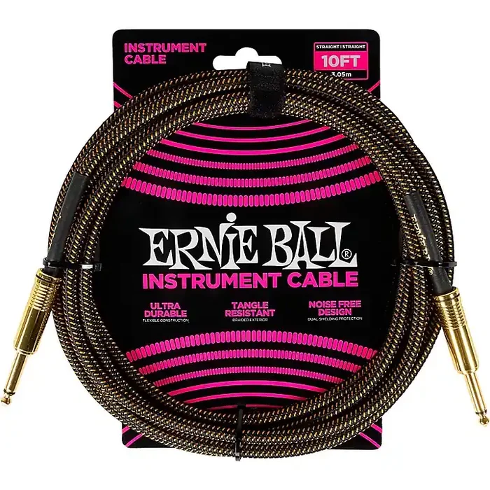 Ernie Ball Braided Instrument Cable Straight/Straight 10 ft. Pay Dirt Guitar Center