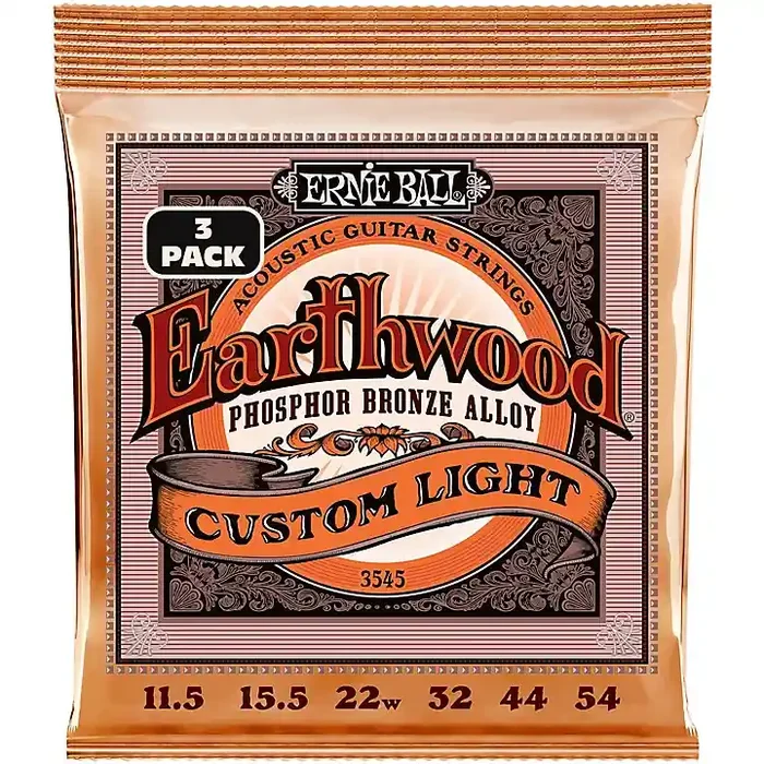 Ernie Ball Earthwood Custom Light Phosphor Bronze Acoustic Guitar Strings 3 Pack 11.5 – 54 Guitar Center