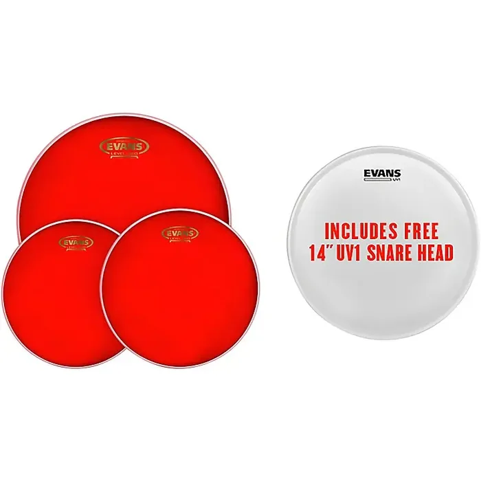 EVANS Hydraulic Red Tom Pack With Free 14″ UV1 Snare Head 10, 12, 16 in. Guitar Center