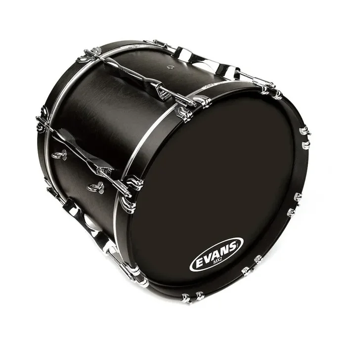 Evans MX2 Black Marching Bass Drum Head, 22 Inch