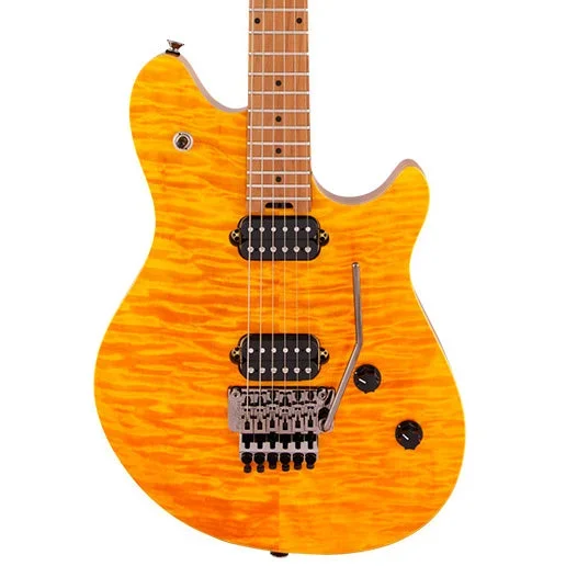 EVH Wolfgang WG Standard QM, Baked Maple Fingerboard, Transparent Ambe
