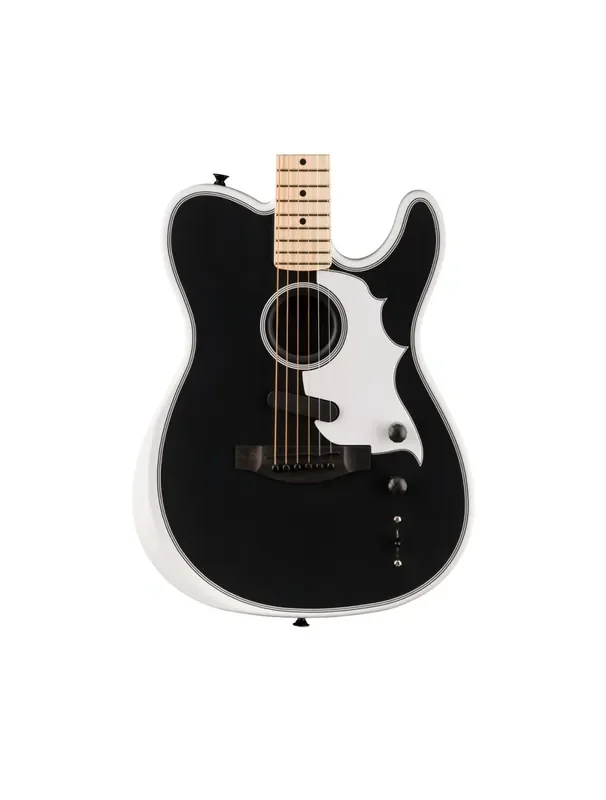 Fender Jack White Triplesonic Acoustasonic Telecaster – Satin Arctic White/Black Top w/Maple FB