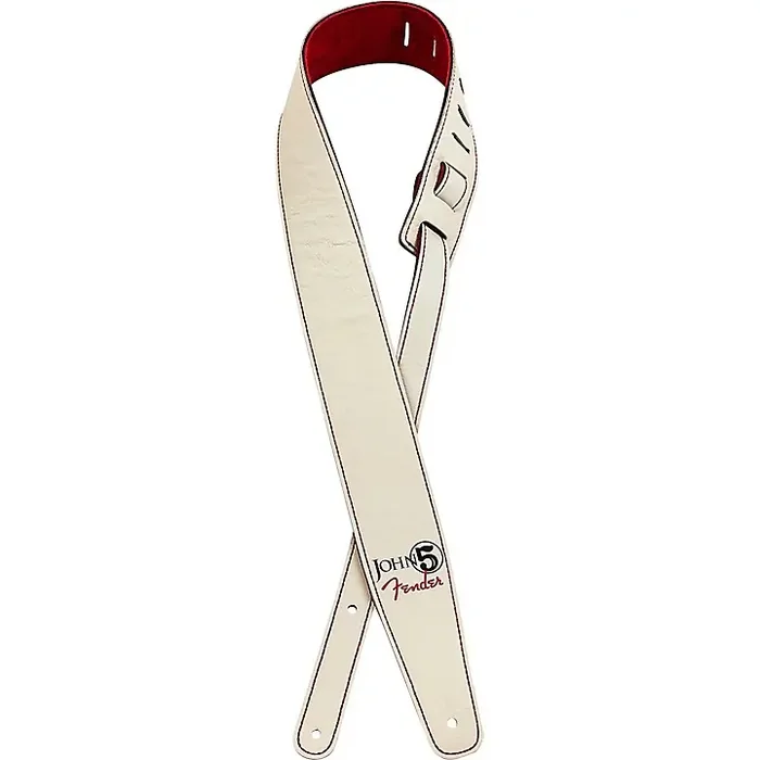 Fender John 5 Leather Strap White and Red Guitar Center