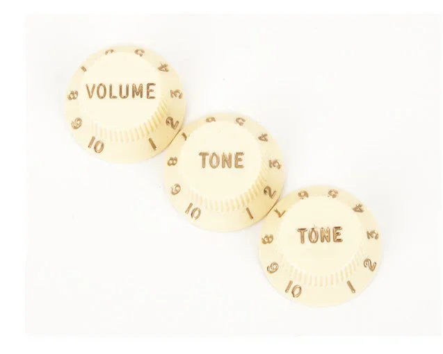 Fender Stratocaster Knob set (Volume, Tone, Tone) – Aged White