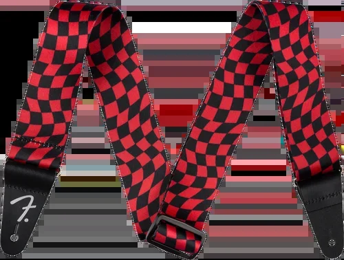 Fender Wavy Checkerboard Polyester Strap, Red