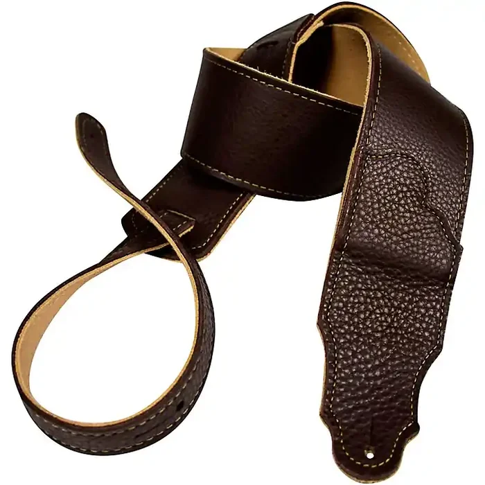 Franklin Strap 2.5″ Original Natural Glove Leather Guitar Strap Chocolate with Gold Stitching Guitar Center