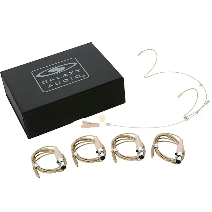 Galaxy Audio HSM4 Dual Ear Headset Mic With 4 Shure Connector Cables, Windscreen, Clip and Case Beige Guitar Center