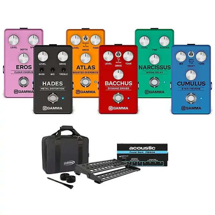 GAMMA Effects Pedal Bundle and LWS400 Pedalboard With Acoustic Power Bank Guitar Center
