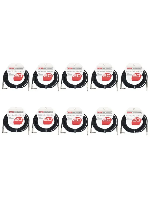 Gator Cableworks Backline Series 20‘ RA Instrument Cable x10