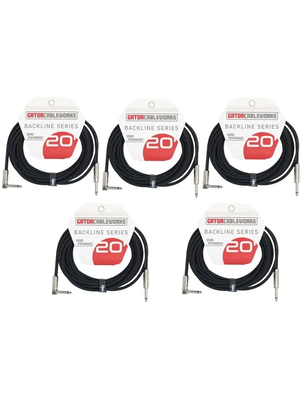 Gator Cableworks Backline Series 20‘ RA Instrument Cable x5