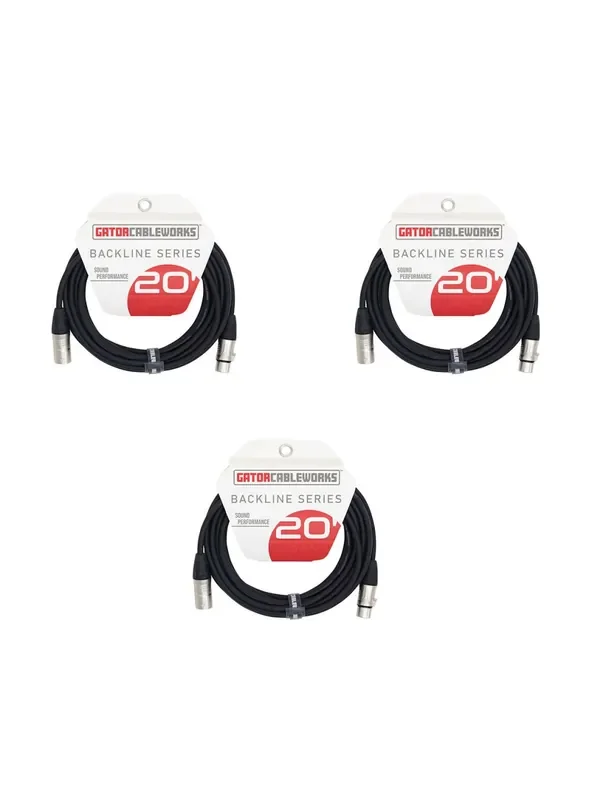 Gator Cableworks Backline Series 20‘ XLR Microphone Cable x3