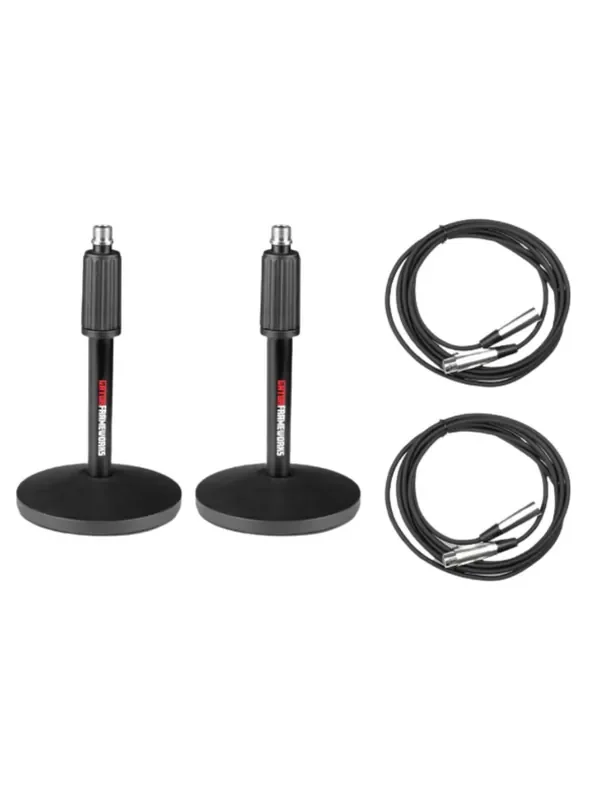 Gator Frameworks GFW-MIC-DESKTOP-2PK Desktop Mic Stand 2-Pack with XLR Cables