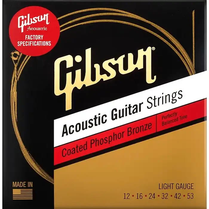 Gibson Coated Phosphor Bronze Acoustic Guitar Strings, Light Gauge Guitar Center