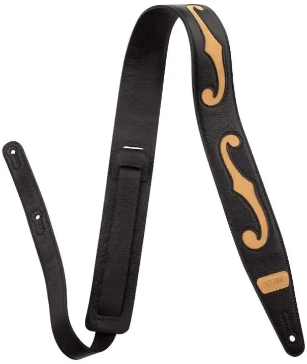 GretschÂ® F-Holes Leather Straps, Black and Tan