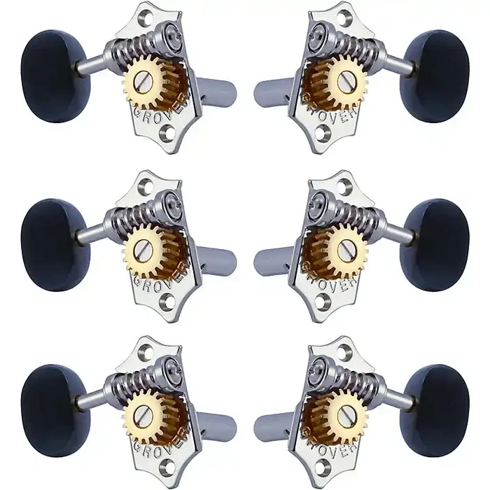 GROVER Sta-Tite With 18 1 Gear Ratio 97-18 Series Ebony Button Tuning Machines Chrome Guitar Center