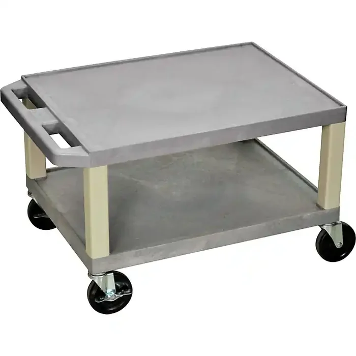 H. Wilson Tuffy Plastic 16″ 2 Shelf Utility Cart Gray and Nickel Small Guitar Center
