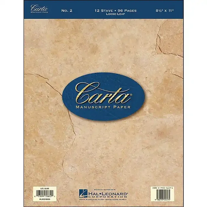 Hal Leonard Carta Manuscript Paper 2 – Looseleaf, 8.5 X 11, 96 Pages, 12 Stave Guitar Center