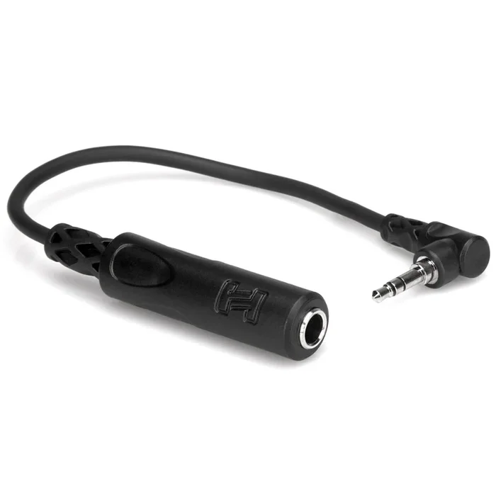 Hosa MHE-100.5 Headphone Adaptor, 1/4 in TRSF to Right-angle 3.5 mm, 6