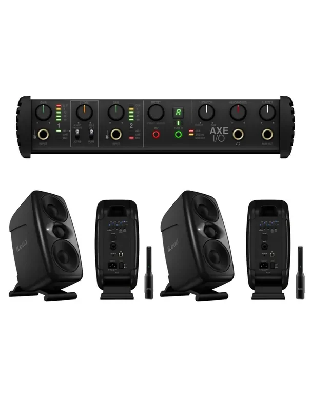 IK Multimedia AXE I/O & Amplitube 5 MAX Bundle + iLoud MTM Studio Monitor Pair