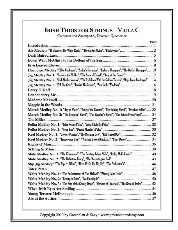 Irish Trios for Strings Viola C