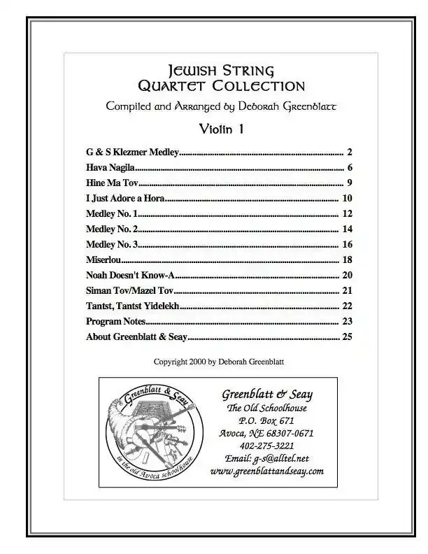 Jewish String Quartet Collection – Parts