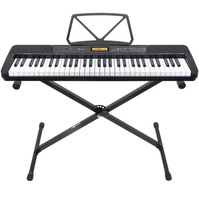 Karrera CHJ-291 61-Key Electronic Keyboard with LCD Display and Touch Response (Black)