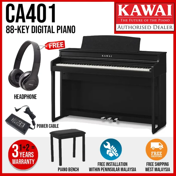 Kawai CA401 88-key Digital Piano – Premium Satin Black (CA-401 / CA 401)