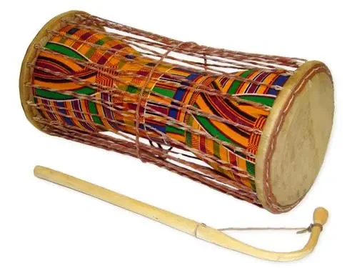 Kente Cloth Talking Drum 10″