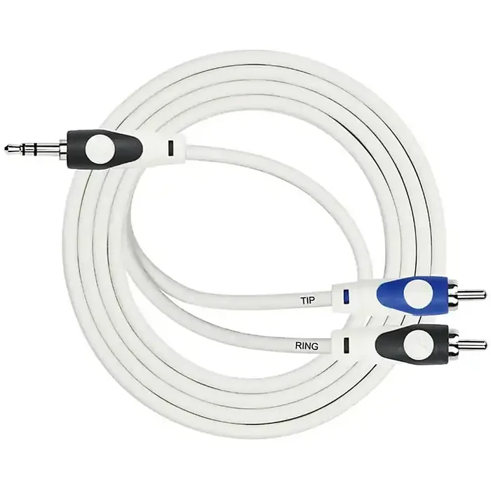 Kirlin LightGear Y-Cable 3.5mm TRS Plug – 2 x RCA Plug (Tip/Ring) 6 ft. White Guitar Center
