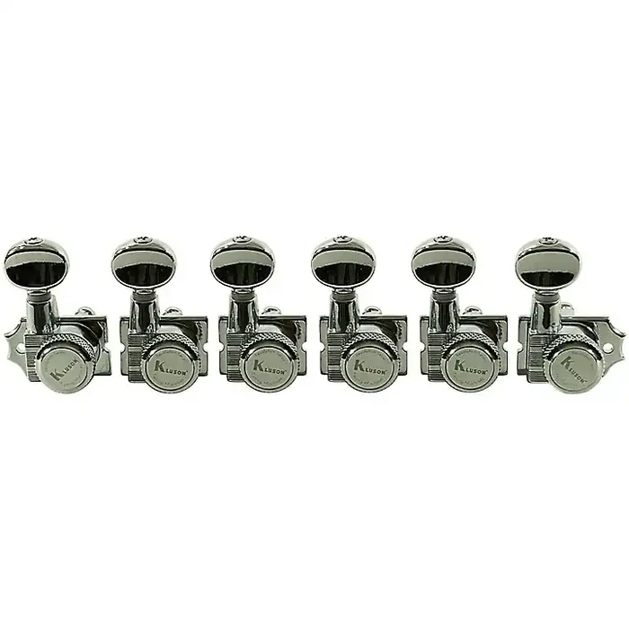 Kluson 6-In-Line Locking Revolution Series H-Mount Non-Collared Tuning Machines With Staggered Posts Chrome Guitar Center