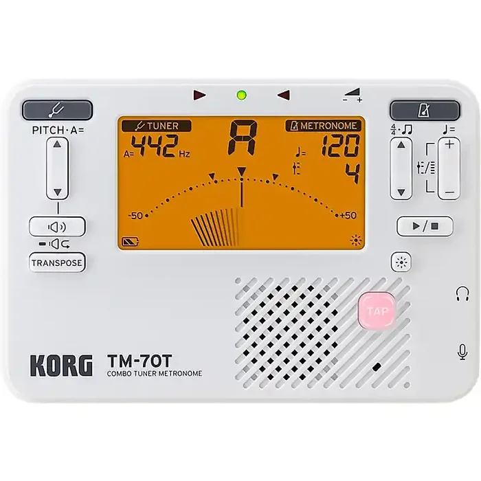 KORG TM-70 Tuner/Metronome and CM-400 Contact Microphone Combo White Guitar Center