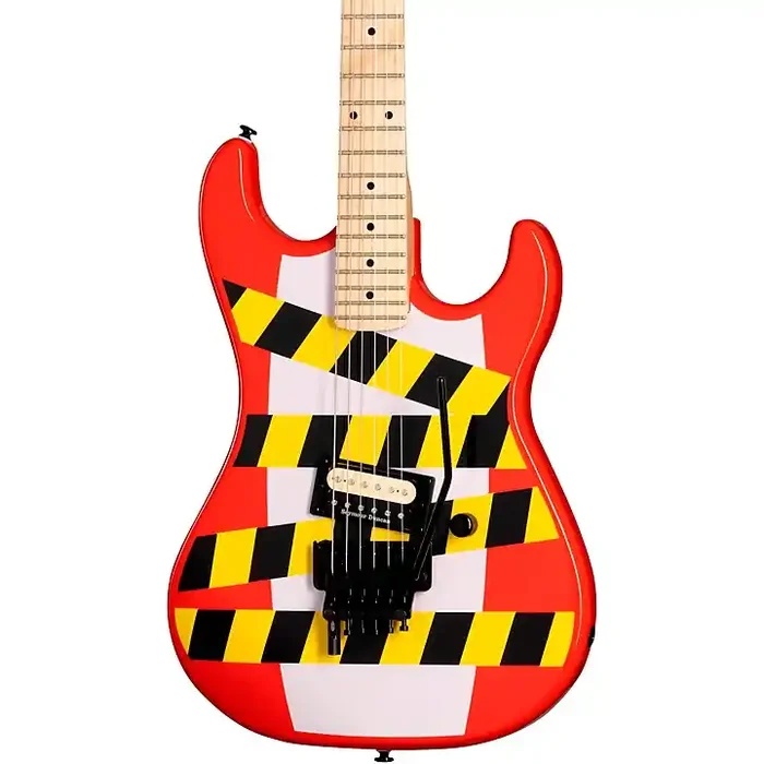 Kramer Baretta “Danger Zone” Custom Graphic Electric Guitar Warning Tape on White Red Guitar Center
