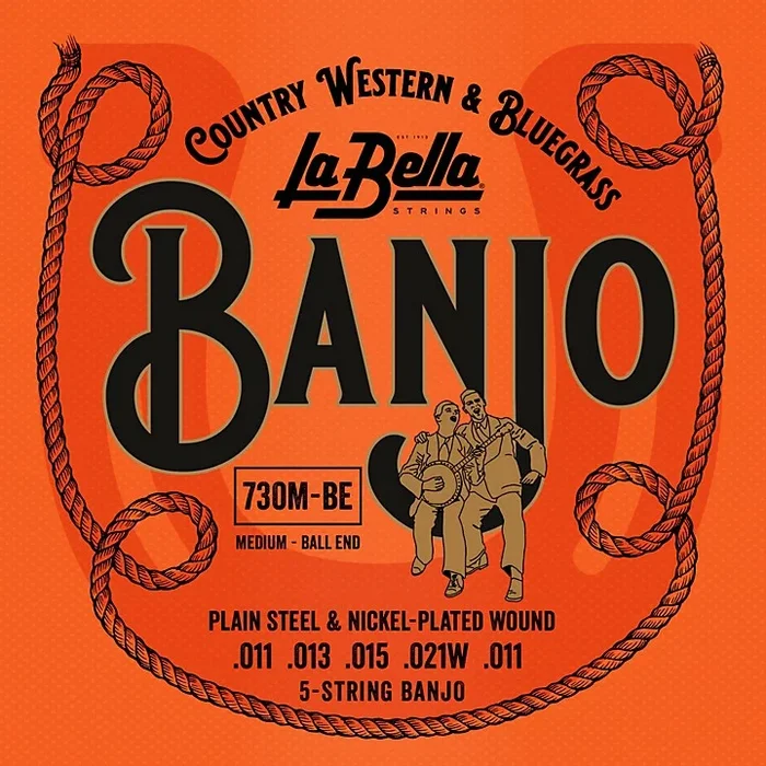 La Bella 730-BE Nickel-Plated Wound Ball-Ends 5-String Banjo Strings – Medium