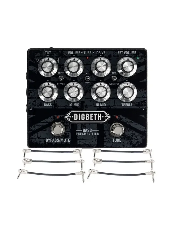Laney Digbeth Series Bass Guitar Preamp Pedal + 2x Gator Patch Cable 3 Pack