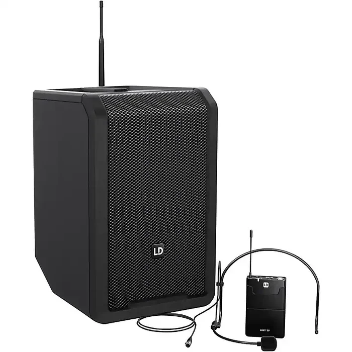 LD Systems ANNY 8 Portable 8″ Battery-Powered Speaker With Wireless Headset Mic, Stage Black Guitar Center