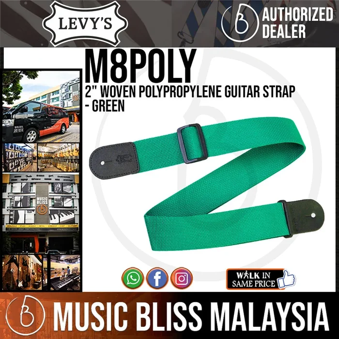 Levy’s M8POLY 2″ Woven Polypropylene Guitar Strap – Green